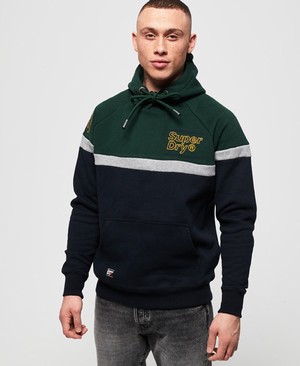 Superdry Applique Colour Block Férfi Kapucnis Pulóver Sötétkék | DKJBH3721